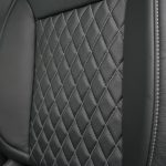 2020 Chevy Silverado Crew Cab -Black Leather, Diamond Inserts with Silver Contrasting Seam