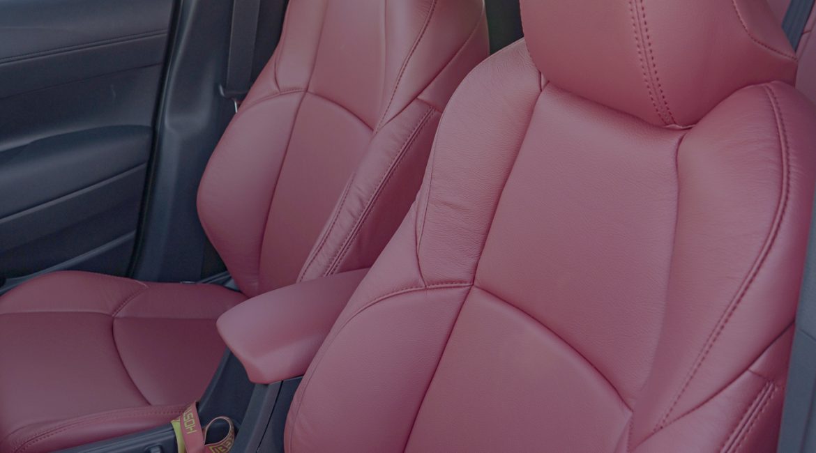 2024 Corolla Cross Katzkin leather in the color RED