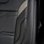 2024 Sierra Crew Cab Licorice Leather with Cobblestone Wings, a Platinum Seam, and Tek Perforation Reference 99570