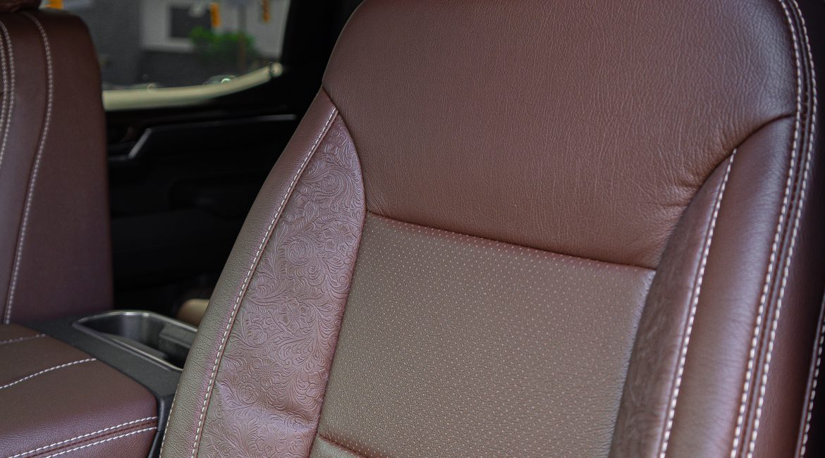 2024 Silverado Coffee Brown leather with Outlaw Wings and a Pearl Seam Reference 100351