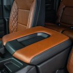 2024 Sierra Crew Cab 3500 Black leather, Mahogany Face, Stone Seam, Perforation Combo, Tek Stitch Reference 100582