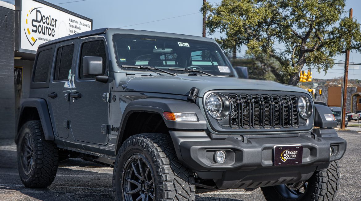 2024 Jeep Wrangler -3.5" Rough Country Lift - Nitto Ridge Grappler Tires - Fuel Rebel Wheels Reference 101073