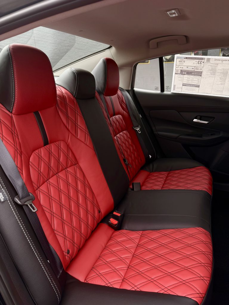 Red on Black Interior in a Nissan Sentra